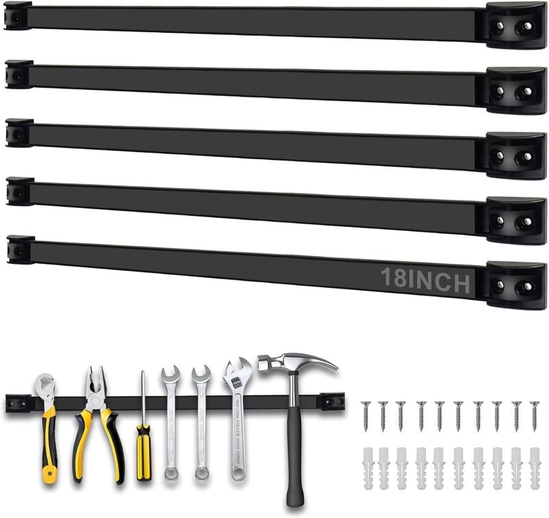 SDLDEER 5 Pack Magnetic Tool Holder, Magnetic Strips Tool Magnet Bar PVC Coated for Garage Tool Organizer 18 In - Image 1
